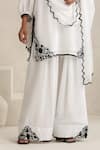 Wazir C_White Crepe, Silk Embroidery V-neck Kashmiri Aari Kurta Set _Online_at_Aza_Fashions