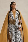 Wazir C_Black Georgette, Silk Embroidery Round Neck Kashmiri Aari Kurta Set _at_Aza_Fashions