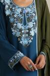 Buy_Wazir C_Blue Cotton, Silk Embroidery, Tassels Round Neck Nargis Navy Kurta Set 