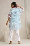 Shop_Wazir C_Blue Georgette, Cotton Embroidery Collared Nargis Choga Set _at_Aza_Fashions