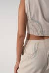 Shop_Orthodox_Beige Cotton Embroidery Asymmetric Aari Zardozi Overlap Top _Online_at_Aza_Fashions
