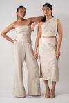 Shop_Orthodox_Beige Cotton Embroidery Bandeau Neck Aari Zardozi Corset _Online_at_Aza_Fashions