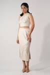 Buy_Orthodox_Beige Cotton Embroidery Asymmetric Aari Zardozi Bustier _at_Aza_Fashions