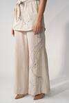 Buy_Orthodox_Beige Cotton Embroidery Prairie Aari Zardozi Trouser _Online_at_Aza_Fashions