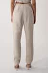 Orthodox_Beige Cotton Embroidery Golden Blade Trouser _Online_at_Aza_Fashions