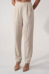 Buy_Orthodox_Beige Cotton Embroidery Golden Blade Trouser _Online_at_Aza_Fashions