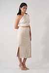 Buy_Orthodox_Beige Cotton Embroidery Aari Zardozi Midi Skirt _at_Aza_Fashions