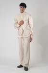Buy_Orthodox_Beige Cotton Embroidery Earthy Aari Zardozi Trouser _at_Aza_Fashions