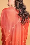 Buy_Myra Clothing Line_Orange Satin Sequins, Embroidery Round Neck Kurta Set _Online_at_Aza_Fashions