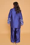 Shop_Myra Clothing Line_Navy Cotton Embroidery Mandarin Collar Blue Kurta Pant Set _at_Aza_Fashions