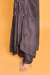 Myra Clothing Line_Gray Crepe Embroidery Round Neck Grey Kurta Set _Online_at_Aza_Fashions