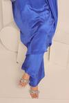 Shop_Myra Clothing Line_Purple Crepe Metallic Thread V-neck Designer Kurta And Pant Set _Online_at_Aza_Fashions
