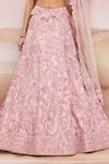 Mishru_Pink Organza, Tulle Sequins, Beads, Embroidery Muted Designer Lehenga Set _at_Aza_Fashions