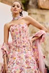 Shop_Mishru_Pink Organza, Tulle Embroidery Square Neck Edel Floral Lehenga Set _Online_at_Aza_Fashions
