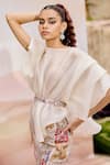Shop_Mishru_Ivory Organza, Tulle Embroidery Round Neck Designer Thistle Pants Set _at_Aza_Fashions