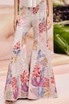Buy_Mishru_Ivory Organza, Tulle Embroidery Round Neck Designer Thistle Pants Set _Online_at_Aza_Fashions