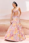 Shop_Mishru_Pink Organza, Tulle Sequins, Embroidery V-neck Freesia Lehenga Set _at_Aza_Fashions