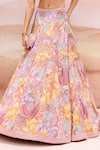 Shop_Mishru_Pink Organza, Tulle Sequins, Embroidery V-neck Freesia Lehenga Set _Online_at_Aza_Fashions