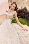 Buy_Mishru_Ivory Organza, Tulle Sequins, Embroidery Sweetheart Neck Mahonia Lehenga Set _Online_at_Aza_Fashions