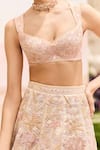 Buy_Mishru_Gold Organza, Silk Embroidery, Sequins Round Neck Pylora Lehenga Set _Online_at_Aza_Fashions