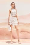 Buy_Mishru_Ivory Tulle Embroidery, Applique Halter Neck Designer Lyrata Skirt Set _at_Aza_Fashions