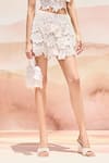 Mishru_Ivory Tulle Embroidery, Applique Halter Neck Designer Lyrata Skirt Set _Online_at_Aza_Fashions