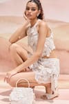 Buy_Mishru_Ivory Tulle Embroidery, Applique Halter Neck Designer Lyrata Skirt Set _Online_at_Aza_Fashions