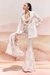 Buy_Mishru_Ivory Organza Embroidery Sweetheart Neck Wrightii Blazer Set _Online_at_Aza_Fashions