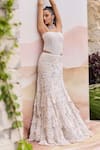 Shop_Mishru_Ivory Tulle Embroidery, Applique Sweetheart Neck Josie Lehenga Set _Online_at_Aza_Fashions