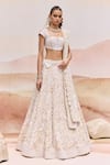 Buy_Mishru_Gold Organza, Tulle Sequins, Embroidery Square Neck Itea Bridal Lehenga Set _Online_at_Aza_Fashions