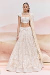 Shop_Mishru_Gold Organza, Tulle Sequins, Embroidery Square Neck Itea Bridal Lehenga Set _Online_at_Aza_Fashions