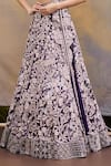 Mishru_Purple Organza Embroidery Plunge Neck Caradonna Designer Lehenga Set _Online_at_Aza_Fashions