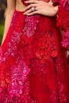 Mishru_Red Tulle, Organza Embroidery, Sequins Sweetheart Neck Adonis Lehenga Set _Online_at_Aza_Fashions