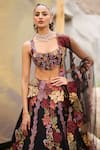 Buy_Mishru_Black Organza, Tulle Embroidery Scoop Neck Shiso Floral Lehenga Set _Online_at_Aza_Fashions
