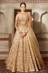 Buy_Cedar & Pine_Ivory Tulle Sequins, Zari, Embroidery Sweetheart Neck Classic Lehenga Set _at_Aza_Fashions