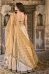 Shop_Cedar & Pine_Ivory Brocade, Velvet, Tulle Sequins, Embroidery Sweetheart Classic Lehenga Set _at_Aza_Fashions
