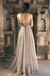 Shop_Cedar & Pine_Taupe Organza Embroidery Sweetheart Neck Brown Anarkali Set _at_Aza_Fashions