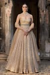 Buy_Cedar & Pine_Cream Organza, Tulle Sequins Designer Anarkali Set _at_Aza_Fashions