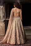 Shop_Cedar & Pine_Ivory Brocade, Organza, Silk Beads, Sequins Sweetheart Neck Floral Lehenga Set _at_Aza_Fashions