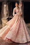 Cedar & Pine_Blush Organza, Tulle Sequins, Beads, Embroidery Pink Ghulzar Classic Lehenga Set _Online_at_Aza_Fashions