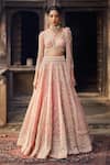 Buy_Cedar & Pine_Blush Organza, Tulle Sequins, Beads, Embroidery Pink Ghulzar Classic Lehenga Set _at_Aza_Fashions