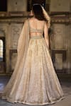 Shop_Cedar & Pine_Ivory Organza, Tulle Embroidery, Beads, Sequins Sweetheart And Gold Lehenga Set _at_Aza_Fashions