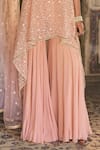 Cedar & Pine_Pink Organza, Chiffon, Net Sequins, Embroidery Round , Scoop Kurta Set _Online_at_Aza_Fashions