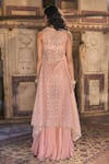 Shop_Cedar & Pine_Pink Organza, Chiffon, Net Sequins, Embroidery Round , Scoop Kurta Set _at_Aza_Fashions