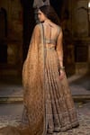Shop_Cedar & Pine_Gold Organza, Georgette, Tulle Sequins, Beads, Embroidery Lehenga Set _at_Aza_Fashions