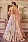 Shop_Cedar & Pine_Blush Organza, Silk, Tulle Sequins, Embroidery Square Neck Pink Lehenga Set _at_Aza_Fashions