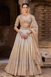 Buy_Cedar & Pine_Ivory Silk, Tulle, Organza Sequins, Embroidery Lehenga Set _at_Aza_Fashions