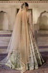 Shop_Cedar & Pine_Ivory Organza, Tulle Sequins, Zari, Embroidery Sweetheart And Green Lehenga Set _at_Aza_Fashions