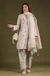Shop_Label Niti Bothra_Ivory Silk, Chanderi Tassels Noor Border Butti Dupatta _at_Aza_Fashions