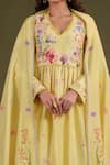Shop_Label Niti Bothra_Yellow Silk, Chanderi Embroidery Noor Butti Dupatta _Online_at_Aza_Fashions
